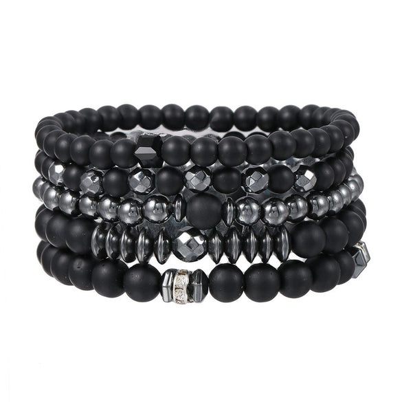 Wholesale Geometric Black Gall Stone Beaded Handmade Unisex Bracelet