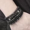 Wholesale Geometric Black Gall Stone Beaded Handmade Unisex Bracelet