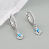 Wholesale Geometric Blue Opal 925 Sterling Silver Ear Ring With Electroplating