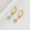 Wholesale Geometric Blue Opal 925 Sterling Silver Ear Ring With Electroplating