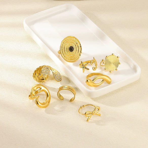 Wholesale Geometric Bow Starfish Shell Shape Open Ring For Women Electroplated