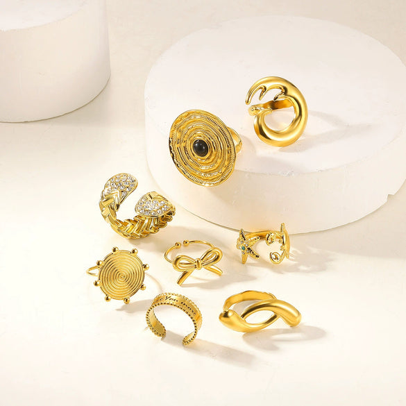 Wholesale Geometric Bow Starfish Shell Shape Open Ring For Women Electroplated