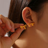 Wholesale Geometric Bow 316L Stainless Steel Goldplated Women's Earrings