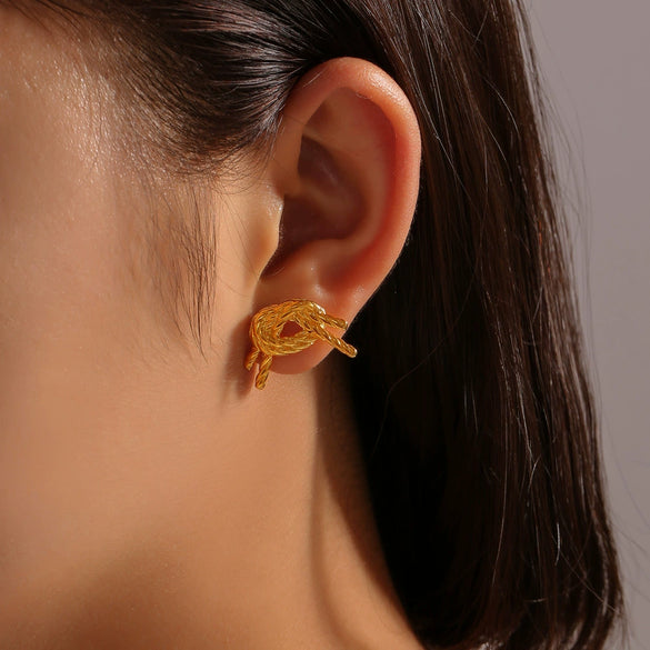 Wholesale Geometric Bow 316L Stainless Steel Goldplated Women's Earrings