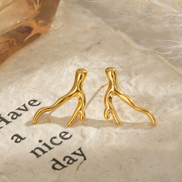 Wholesale Geometric Branch Earrings For Women Stainless Steel Electroplated Jewelry