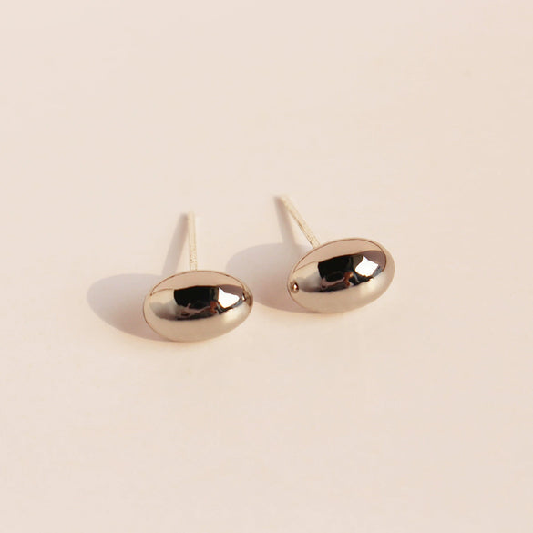 Wholesale Geometric Brass And 925 Silver Needle Electroplated Oval Ball Beanie Earrings For Women