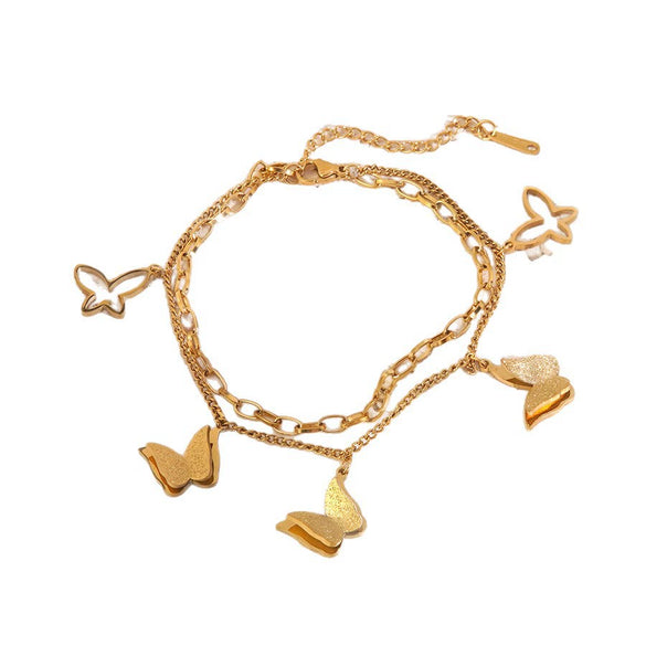 Wholesale Geometric Butterfly Cross Stainless Steel 18K Gold Plated Bracelet For Women