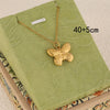 Wholesale Geometric Butterfly Pendant Necklace 18K Gold Plated Stainless Steel Cross Chain Minimalist Women's Jewelry