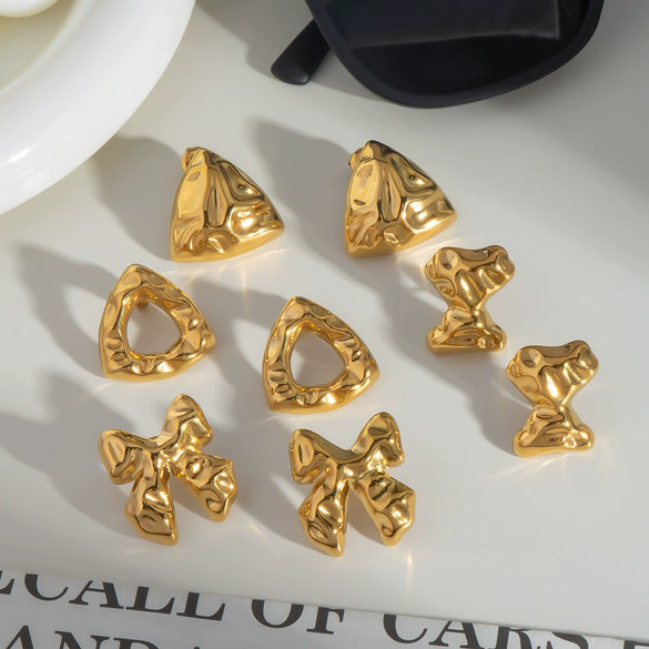 Wholesale Geometric Butterfly Triangle Stainless Steel Earrings For Women With Pvd Furnace Vacuum Real Gold Plating High End Elegant Cool Style