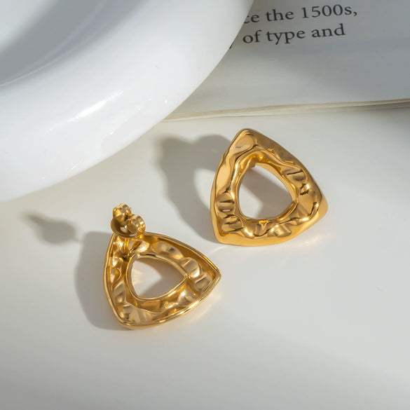 Wholesale Geometric Butterfly Triangle Stainless Steel Earrings For Women With Pvd Furnace Vacuum Real Gold Plating High End Elegant Cool Style
