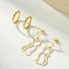 Wholesale Geometric Cat Pendant Earrings Gold Plated Stainless Steel Ear Needle Casual Style Unisex