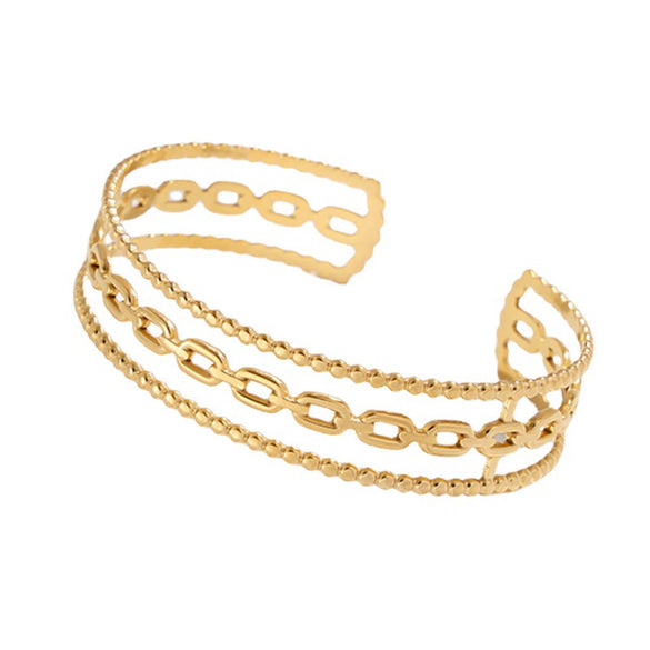 Wholesale Geometric Chain Open Cshaped Titanium Steel Women's Bracelet With Electroplating Treatment
