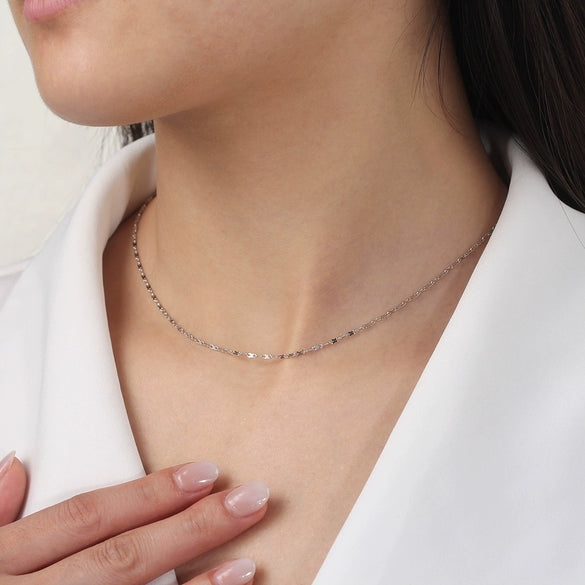 Wholesale Geometric 8Character Chain S925 Sterling Silver Necklace Simple Style Unisex Electroplated