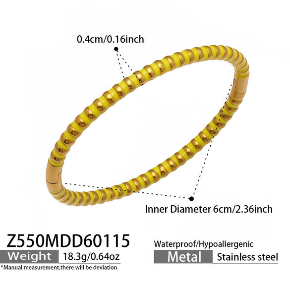 Wholesale Geometric Circle Oildrip Zircon Inlaid Shell Pearl Stainless Steel 18K Goldplated Bracelet Set Accessories