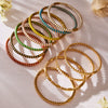 Wholesale Geometric Circle Oildrip Zircon Inlaid Shell Pearl Stainless Steel 18K Goldplated Bracelet Set Accessories