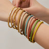 Wholesale Geometric Circle Oildrip Zircon Inlaid Shell Pearl Stainless Steel 18K Goldplated Bracelet Set Accessories