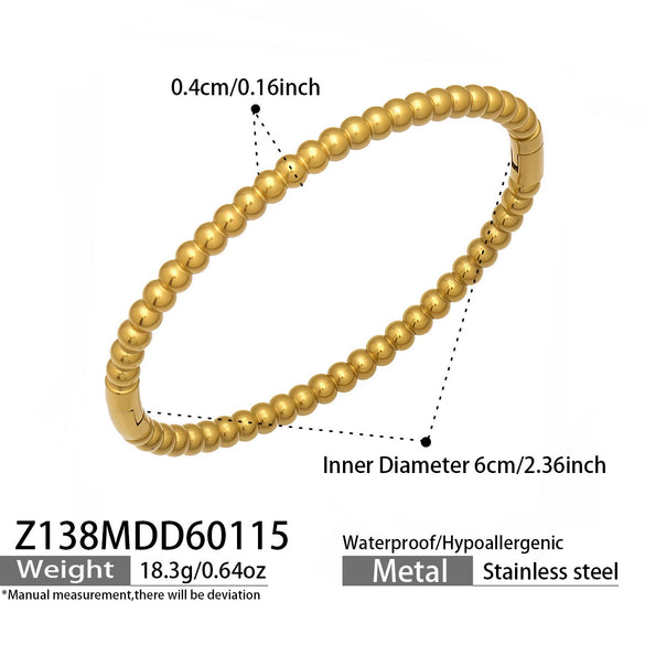 Wholesale Geometric Circle Oildrip Zircon Inlaid Shell Pearl Stainless Steel 18K Goldplated Bracelet Set Accessories