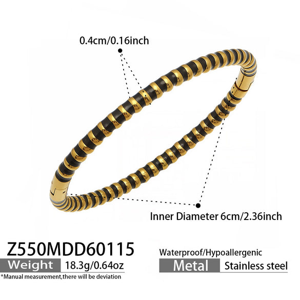 Wholesale Geometric Circle Oildrip Zircon Inlaid Shell Pearl Stainless Steel 18K Goldplated Bracelet Set Accessories