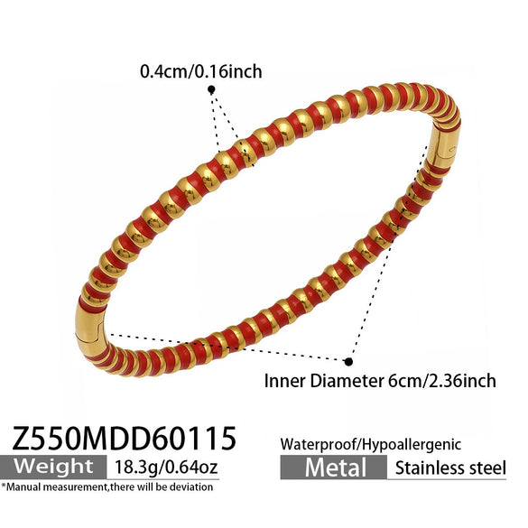 Wholesale Geometric Circle Oildrip Zircon Inlaid Shell Pearl Stainless Steel 18K Goldplated Bracelet Set Accessories