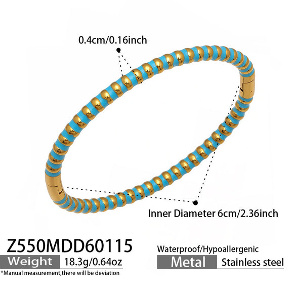 Wholesale Geometric Circle Oildrip Zircon Inlaid Shell Pearl Stainless Steel 18K Goldplated Bracelet Set Accessories