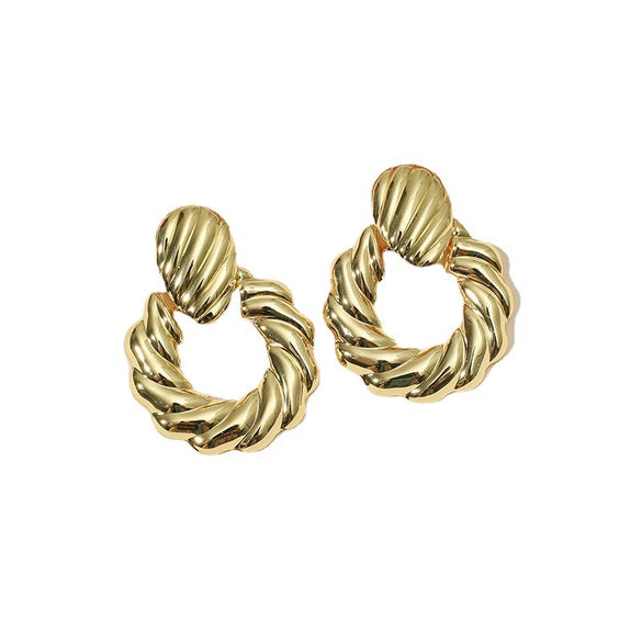Wholesale Geometric Circle Retro Simple Versatile Exaggerated Metal Alloy Electroplated Earrings