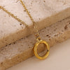 Wholesale Geometric Clavicle Chain And Full Diamond Ring Necklace Stainless Steel Gold Electroplated Unisex