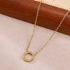 Wholesale Geometric Clavicle Chain And Full Diamond Ring Necklace Stainless Steel Gold Electroplated Unisex