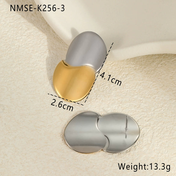 Wholesale Geometric Color Matching Stainless Steel 18K Gold Plated Women's Fashion Earrings