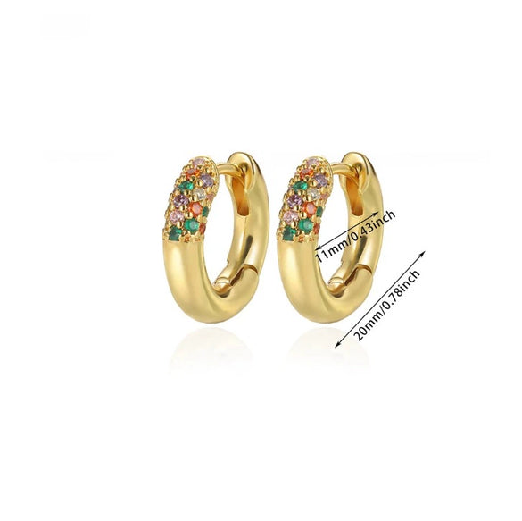 Wholesale Geometric Color Zircon Earrings Stainless Steel Gold Plated