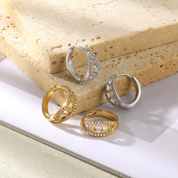 Wholesale Geometric Color Zircon Earrings Stainless Steel Gold Plated