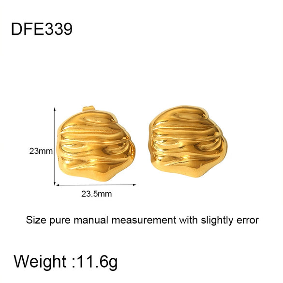 Wholesale Geometric Conch Texture 18K Gold Plated Stainless Steel Earrings For Women