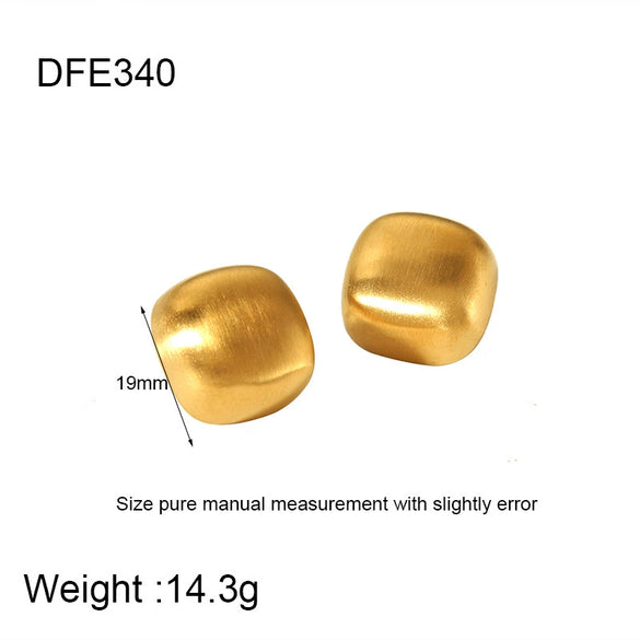 Wholesale Geometric Conch Texture 18K Gold Plated Stainless Steel Earrings For Women