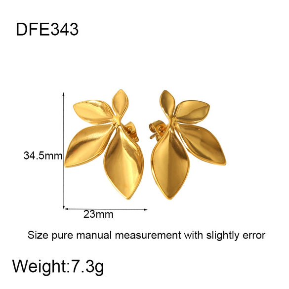 Wholesale Geometric Conch Texture 18K Gold Plated Stainless Steel Earrings For Women