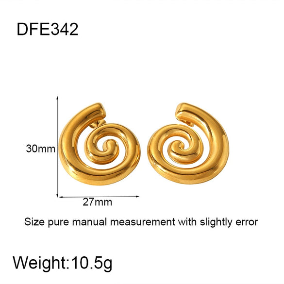 Wholesale Geometric Conch Texture 18K Gold Plated Stainless Steel Earrings For Women