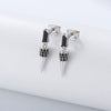 Wholesale Geometric Conical Earrings Inlaid With Black Zircon And Diamond Treatment For Women Made Of 925 Sterling Silver