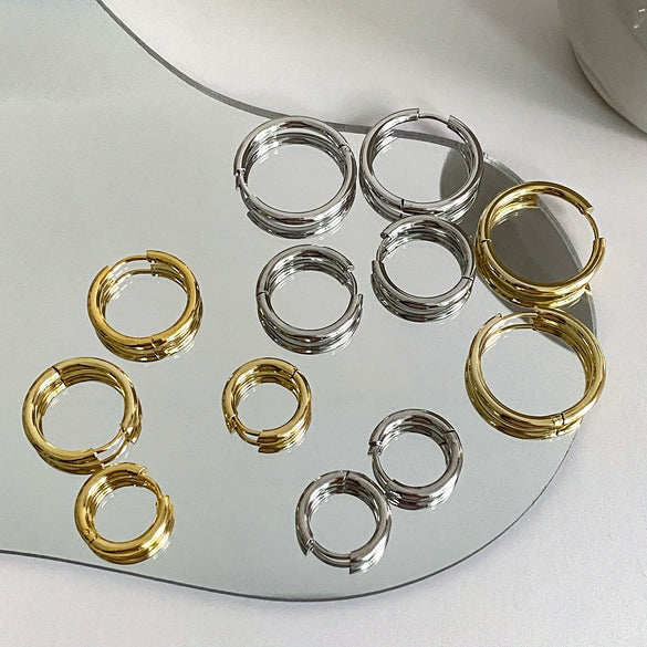 Wholesale Geometric Copper Ear Stud Earrings With Electroplating
