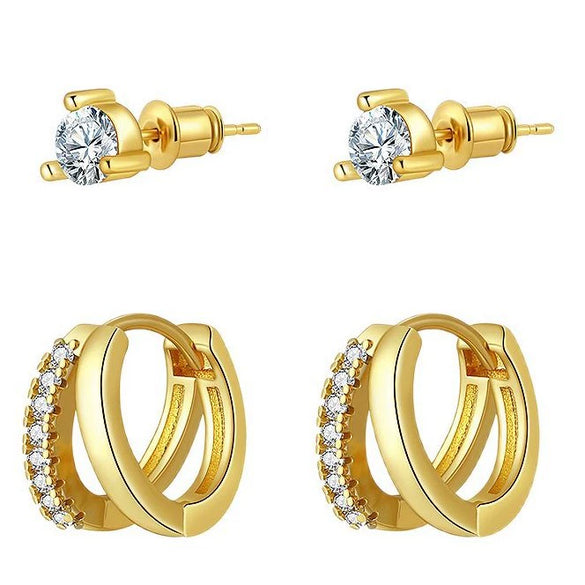 Wholesale Geometric Copper Earrings For Women Inlaid With Zircon Electroplated