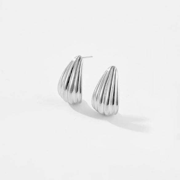 Wholesale Geometric Copper Earrings With Brushed And Micropaved Design Platinum And 18K Gold Electroplated For Women