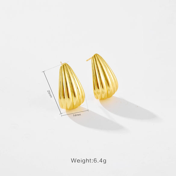 Wholesale Geometric Copper Earrings With Brushed And Micropaved Design Platinum And 18K Gold Electroplated For Women