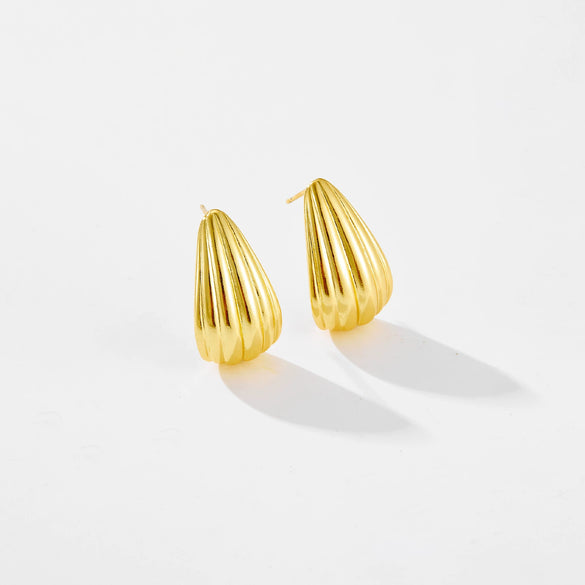 Wholesale Geometric Copper Earrings With Brushed And Micropaved Design Platinum And 18K Gold Electroplated For Women