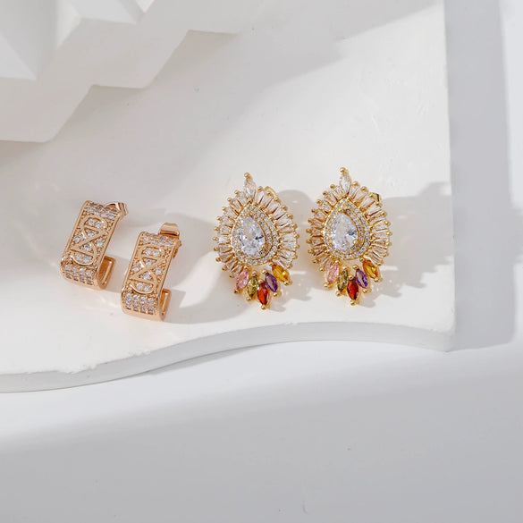 Wholesale Geometric Copper Electroplated Earrings For Women Elegant Style