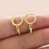 Wholesale Geometric Copper Electroplated 18K Gold Zirconinlaid Round Pointed Cone Drop Earrings For Women