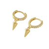 Wholesale Geometric Copper Electroplated 18K Gold Zirconinlaid Round Pointed Cone Drop Earrings For Women