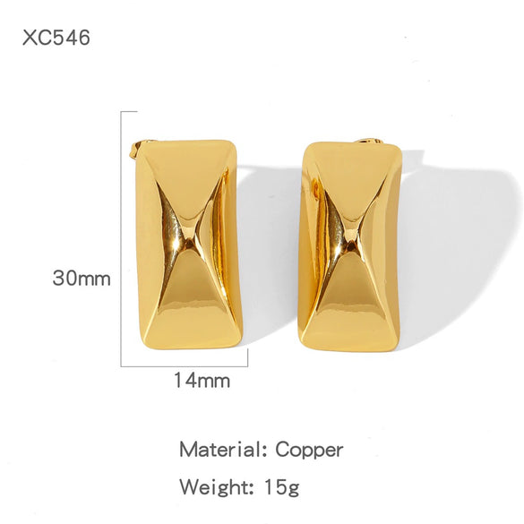 Wholesale Geometric Copper Electroplated Ringshaped Cshaped Moon Face Leopard Earrings For Women