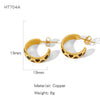 Wholesale Geometric Copper Electroplated Ringshaped Cshaped Moon Face Leopard Earrings For Women