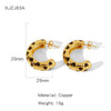 Wholesale Geometric Copper Electroplated Ringshaped Cshaped Moon Face Leopard Earrings For Women