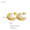 Wholesale Geometric Copper Electroplated Ringshaped Cshaped Moon Face Leopard Earrings For Women