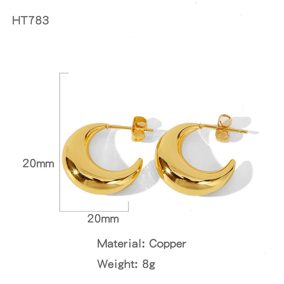 Wholesale Geometric Copper Electroplated Ringshaped Cshaped Moon Face Leopard Earrings For Women