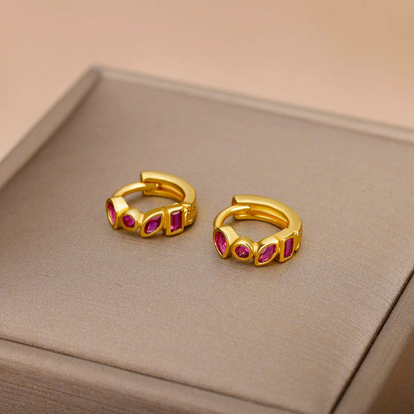 Wholesale Geometric Copper Gold Inlaid Zircon Earrings For Women