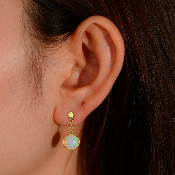 Wholesale Geometric Copper Goldplated Earrings For Women With Australian Opal